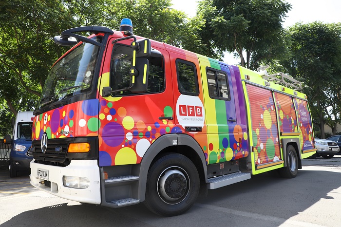 Rainbow Pride themed Fire Engine 