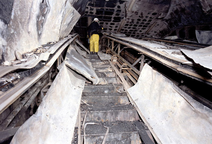 Historic photo of Moorgate underground fire