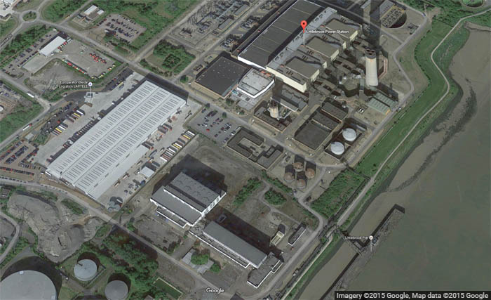 Google earth map of Littlebrook Power station 