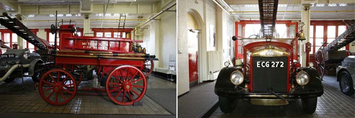 Duel image of vintage fire engines