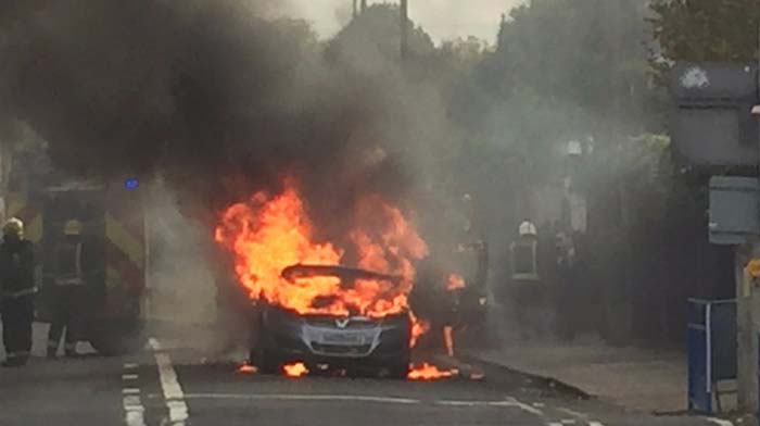 Vauxhall Zafira on fire 