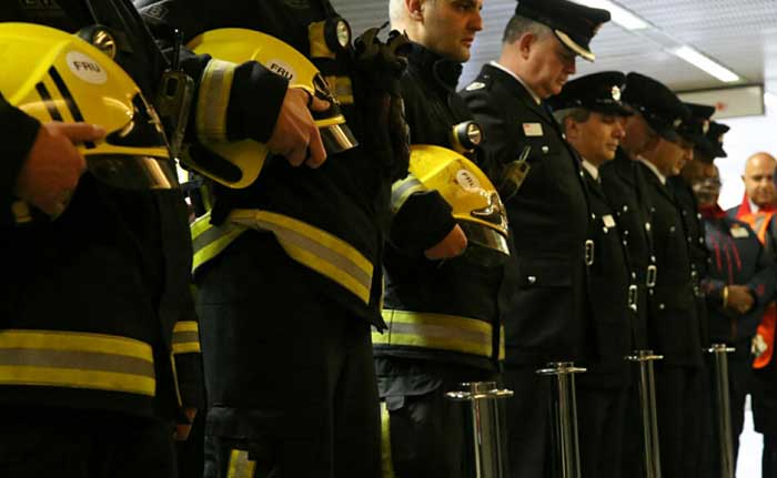 Firefighters wearing their uniform 