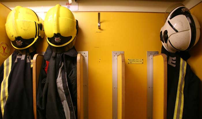 London Fire Brigade uniform with helmets 