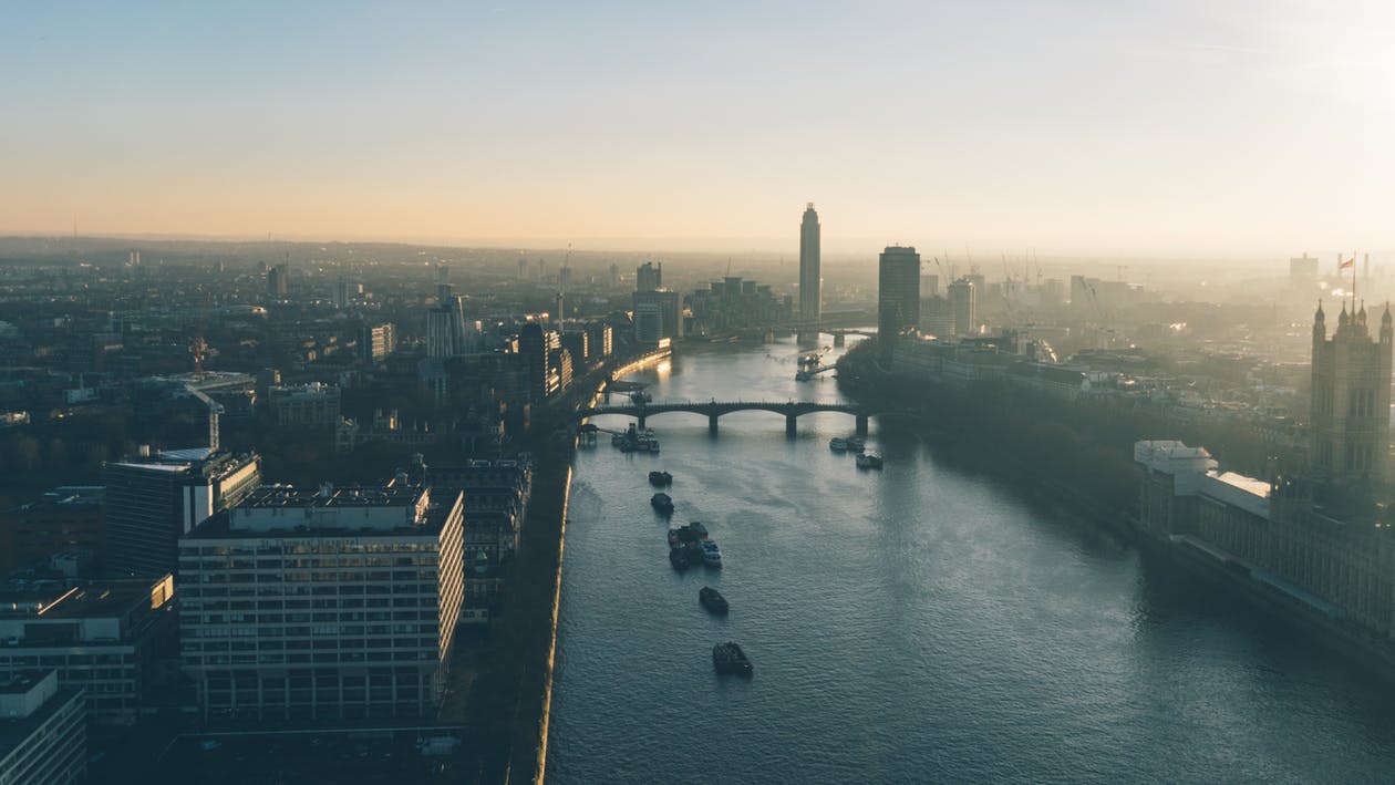 Aerial view of the city of London 