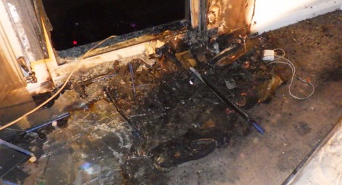 Barely recognisable fire damaged hoverboard 