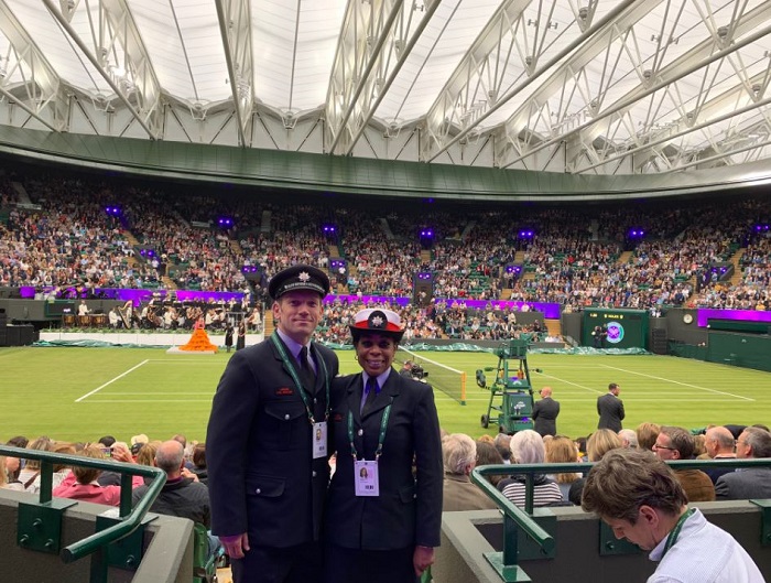 Brigade staff in their role of stewards at Wimbledon.