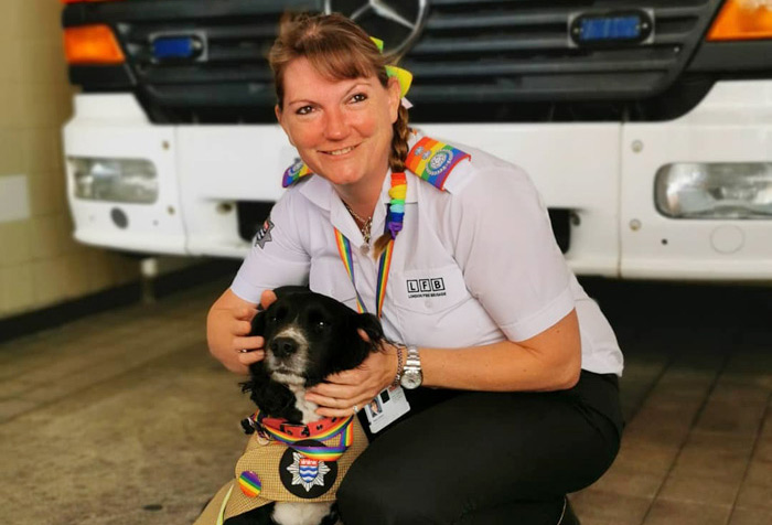 Commissioner Dany Cotton with fire investigation dog Sherlock