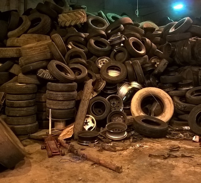 Tall stacks of tyres