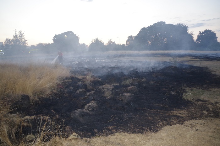 Damage caused by a grass fire.