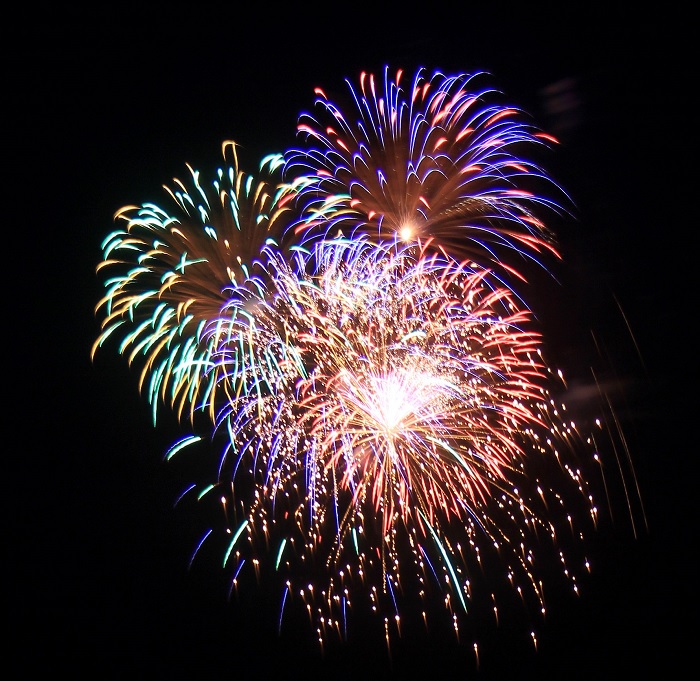 Colourful fireworks exploding in the sky