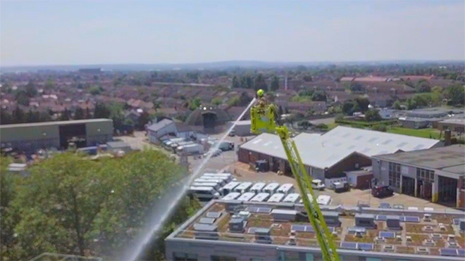 64m Turntable Ladder spraying water at height