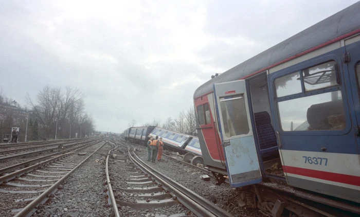 Purley train crash , derailed train