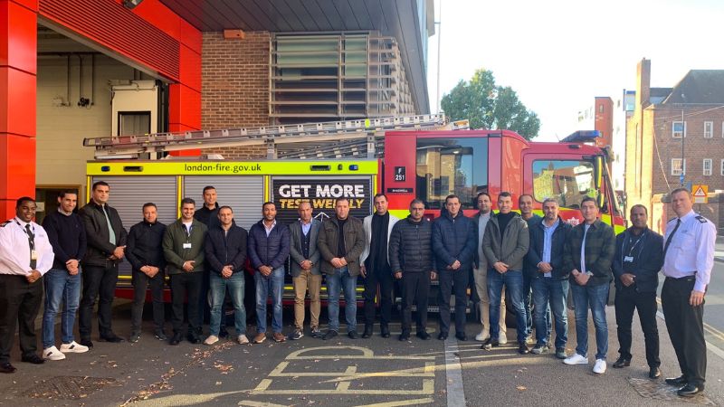 International delegates visit a London Fire Brigade station 